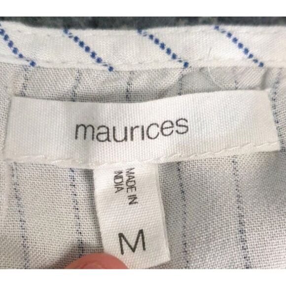 Maurices Striped Sleeveless Peplum Top M Lace-Up Neckline Ruffle Cottagecore - Picture 5 of 6